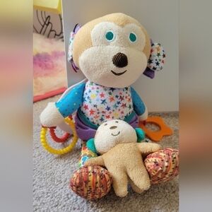 Eric Carle Plush Monkey Rattle Crinkle Stuffed Animal Baby Toy 11"